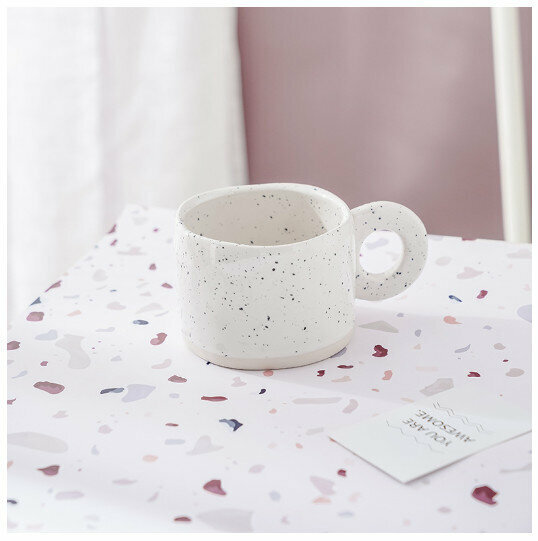 Hot selling stoneware coffee cup mug [white round handle cup, single cup] (capacity 300ml)