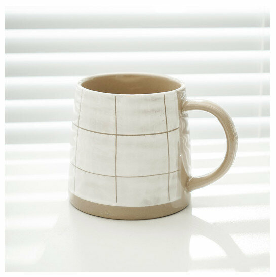 Hot selling stoneware coffee cup mug [checkered clay cup, single cup] (capacity 401-500ml)