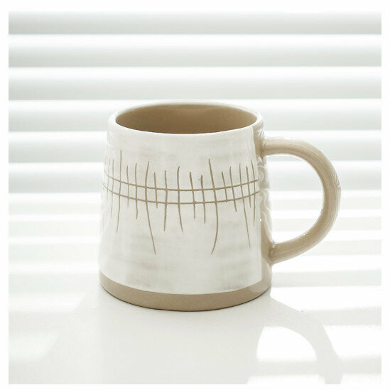 Hot selling stoneware coffee cup mug [horizontal and vertical pattern clay cup, single cup] (capacity 401-500ml)