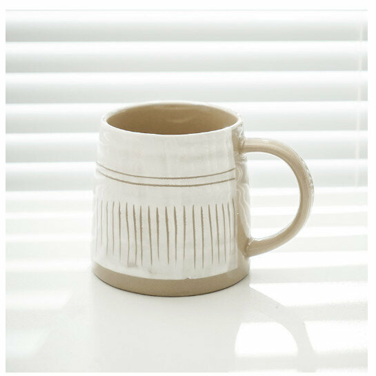 Hot selling stoneware coffee cup mug [horizontal striped clay cup, single cup] (capacity 401-500ml)