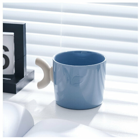 Hot Selling Ceramic Mug Coffee Cup [Blue Porcelain Ceramic Mug, Single Cup] (Capacity 301-400ml)