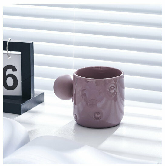Hot Selling Ceramic Mug Coffee Cup [Purple Ball Ceramic Mug, Single Cup] (Capacity 301-400ml)