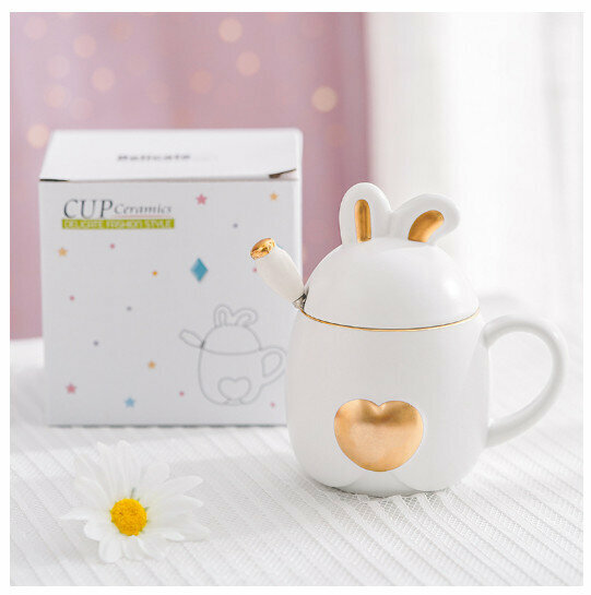 Hot Selling Ceramic Mug Coffee Cup [White Rabbit Cup] (Capacity 301-400ml)