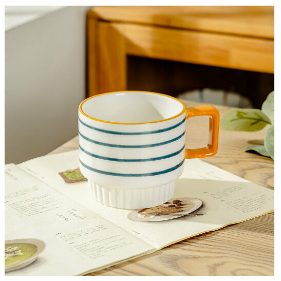 Hot Selling Hand-painted Mug Ceramic Cup [Stacked Wind Wheel Cup-Single Cup] (Capacity 301-400ml)