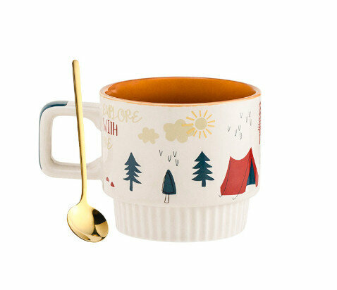 Hot Selling Ceramic Mug (Specification: Explorer A+Gold Spoon [330ml])