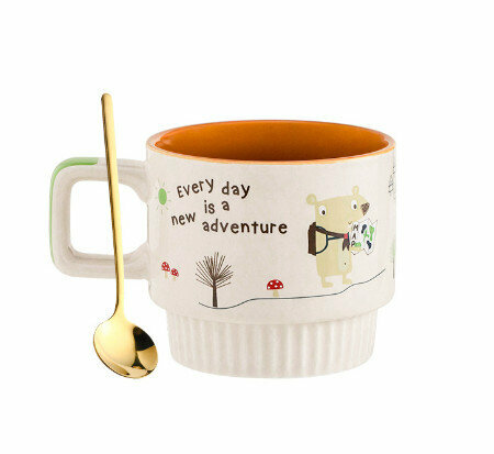 Hot Selling Ceramic Mug (Specification: Explorer B+Gold Spoon [330ml])