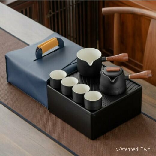 熱賣功夫茶具套裝（純黑側把+公道杯套組）