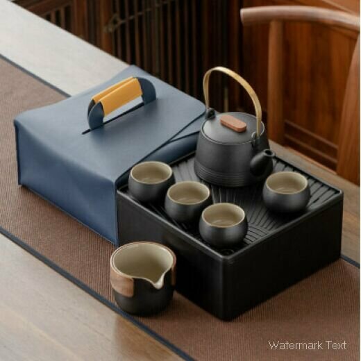 熱賣功夫茶具套裝（純黑提梁壺+公道杯套組）