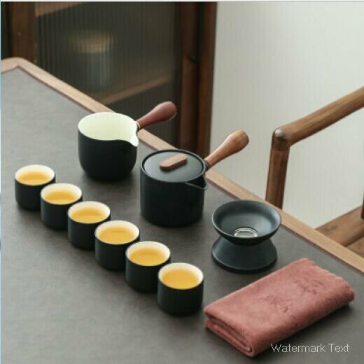 熱賣黑陶功夫茶具套裝（10頭側把壺-禮盒）
