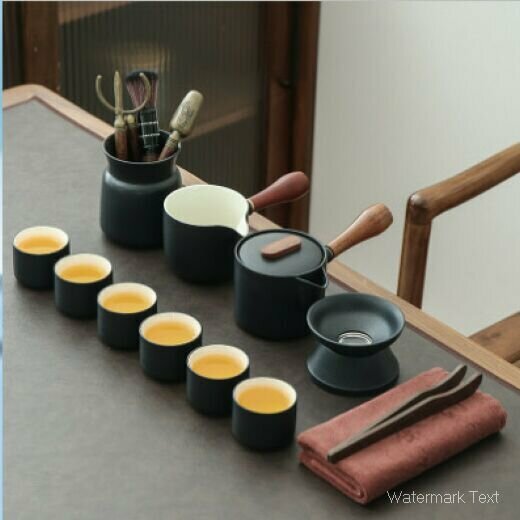 熱賣黑陶功夫茶具套裝（11頭側把壺-禮盒）
