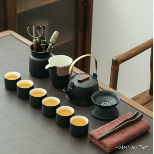 熱賣黑陶功夫茶具套裝（11頭提梁壺-禮盒）