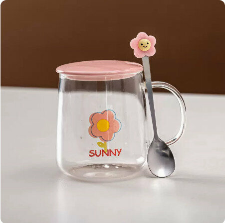 Best Selling Flower Transparent Glass Water Cup [One Big Flower]