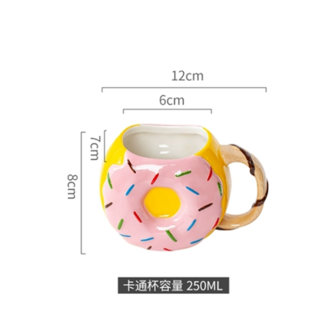 Hot selling creative ceramic donut water cup