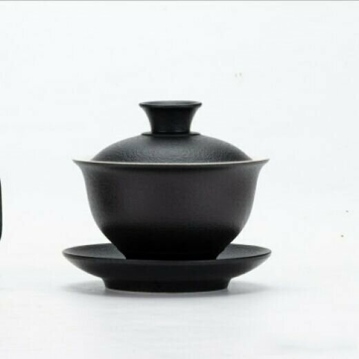 Hot Selling Sancai Gaiwan Kungfu Tea Set (Black Pottery Sancai Gaiwan)