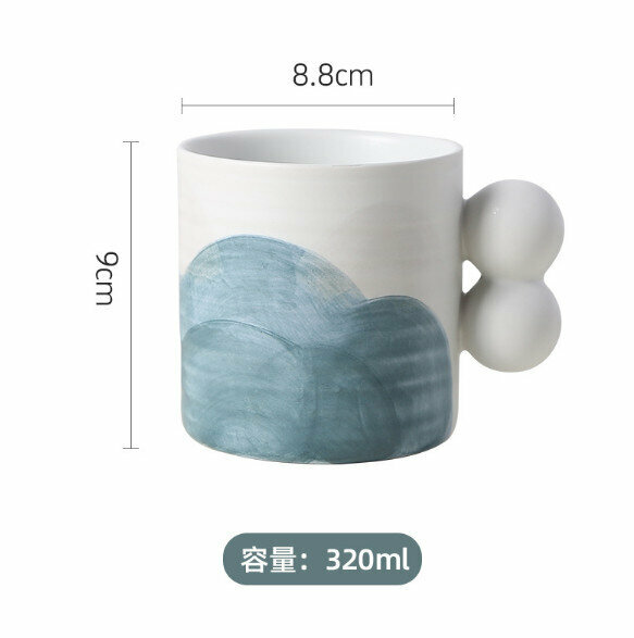 Hot selling Chinese style hand-painted underglaze mug (sea of ​​clouds-blue)
