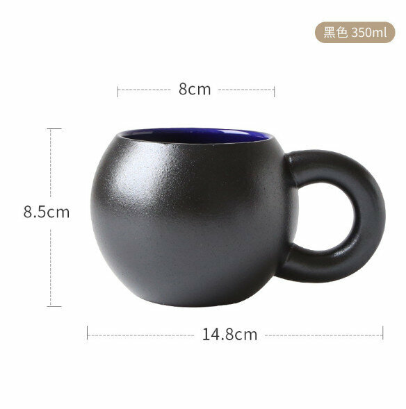 Hot selling fat mug with big ears (black)