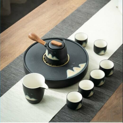 爆款功夫茶具套裝（遠山側把壺小套裝+幹泡盤）