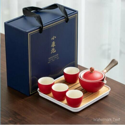 爆款陶瓷功夫茶具（小康泡-磨砂紅禮盒）