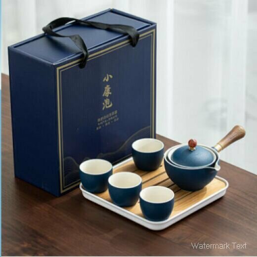 爆款陶瓷功夫茶具（小康泡-磨砂藍禮盒）