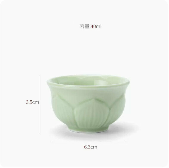 爆款功夫茶具家用個人茶杯（青瓷蓮花坐佛粉綠-單杯）