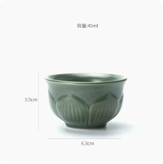 爆款功夫茶具家用個人茶杯（青瓷蓮花坐佛藍綠-單杯）