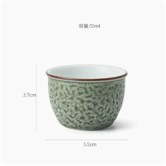 爆款功夫茶具家用個人茶杯（單杯石墨草綠）