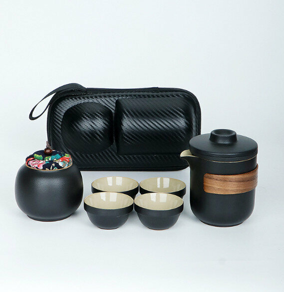 爆款戶外便攜功夫茶具套裝【圖片色09】【規格：一壺四杯一罐】