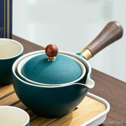Popular ceramic kung fu tea set (dark green - side handle pot)
