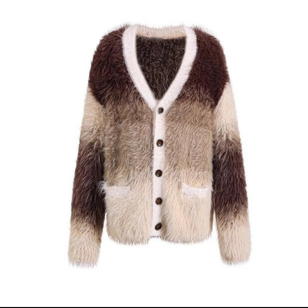 Hot Selling Knitted Cardigan Jacket [Brown Gradient] Sizes [S-XL] [Please contact customer service to confirm the delivery size after placing the order]