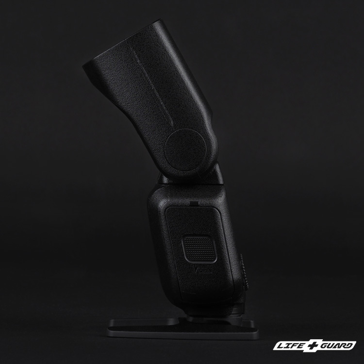 LIFE+GUARD 閃光燈貼膜側面安裝示意，適用 Canon Speedlite EL-5