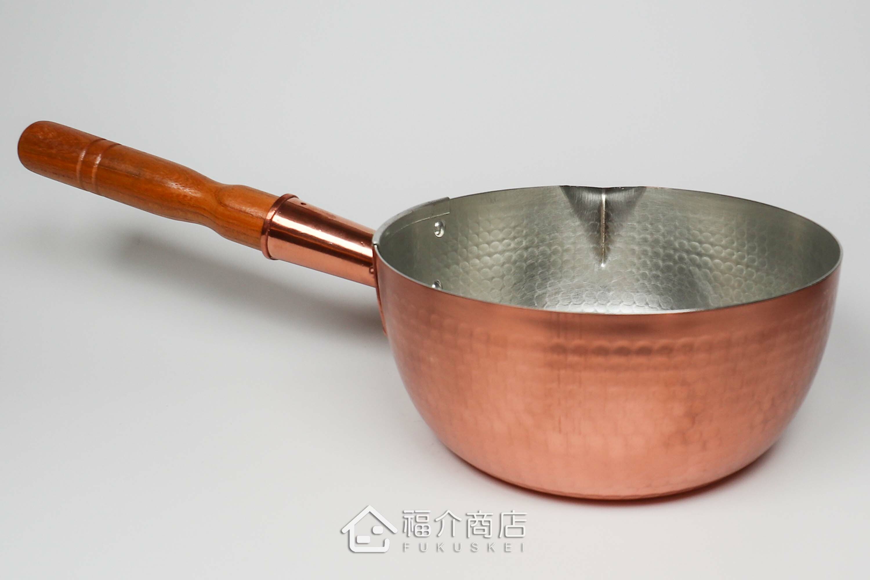 煮菜用的有鍋嘴設計銅製雪平鍋內層上錫