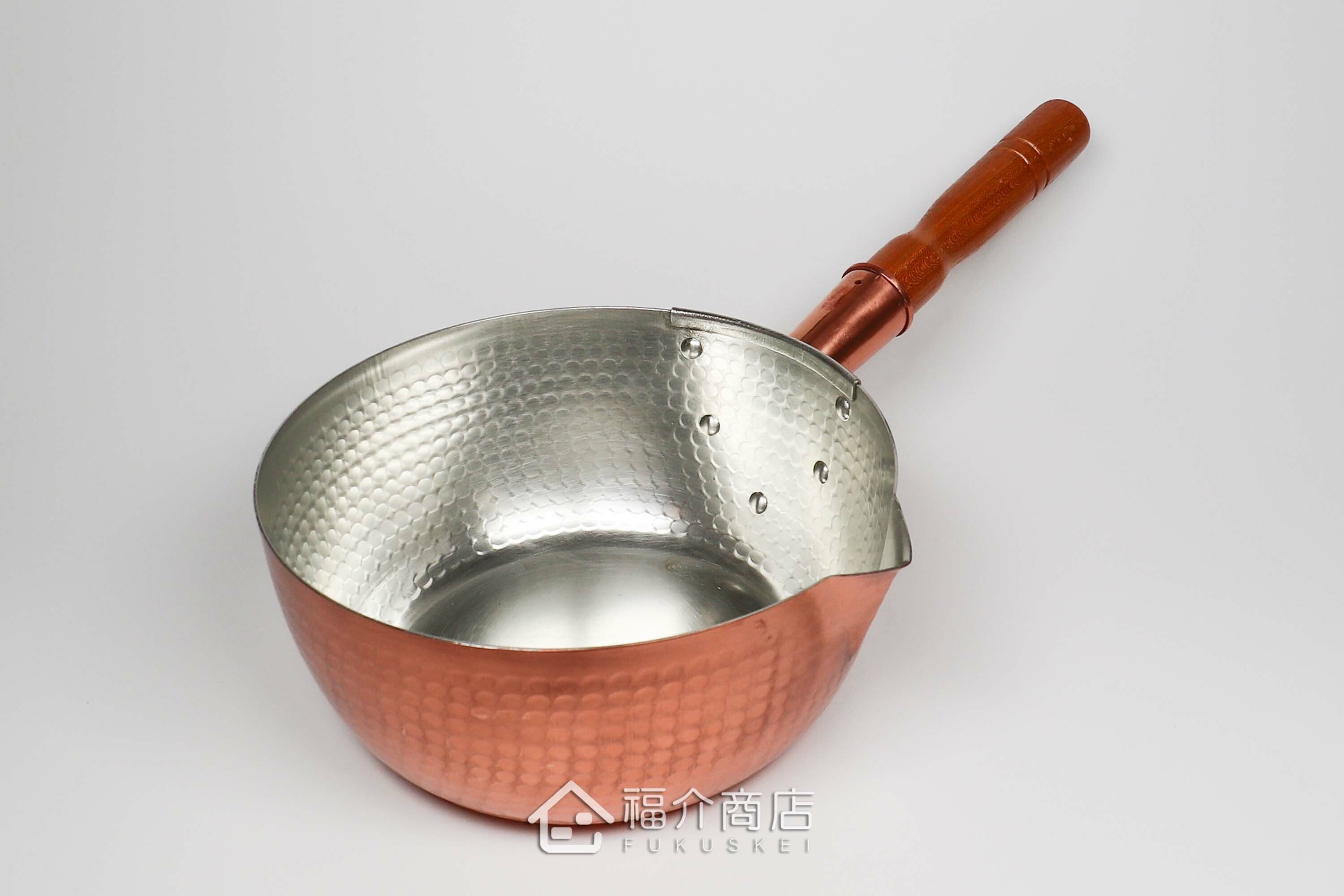 煮菜用的有鍋嘴設計銅製雪平鍋內層上錫