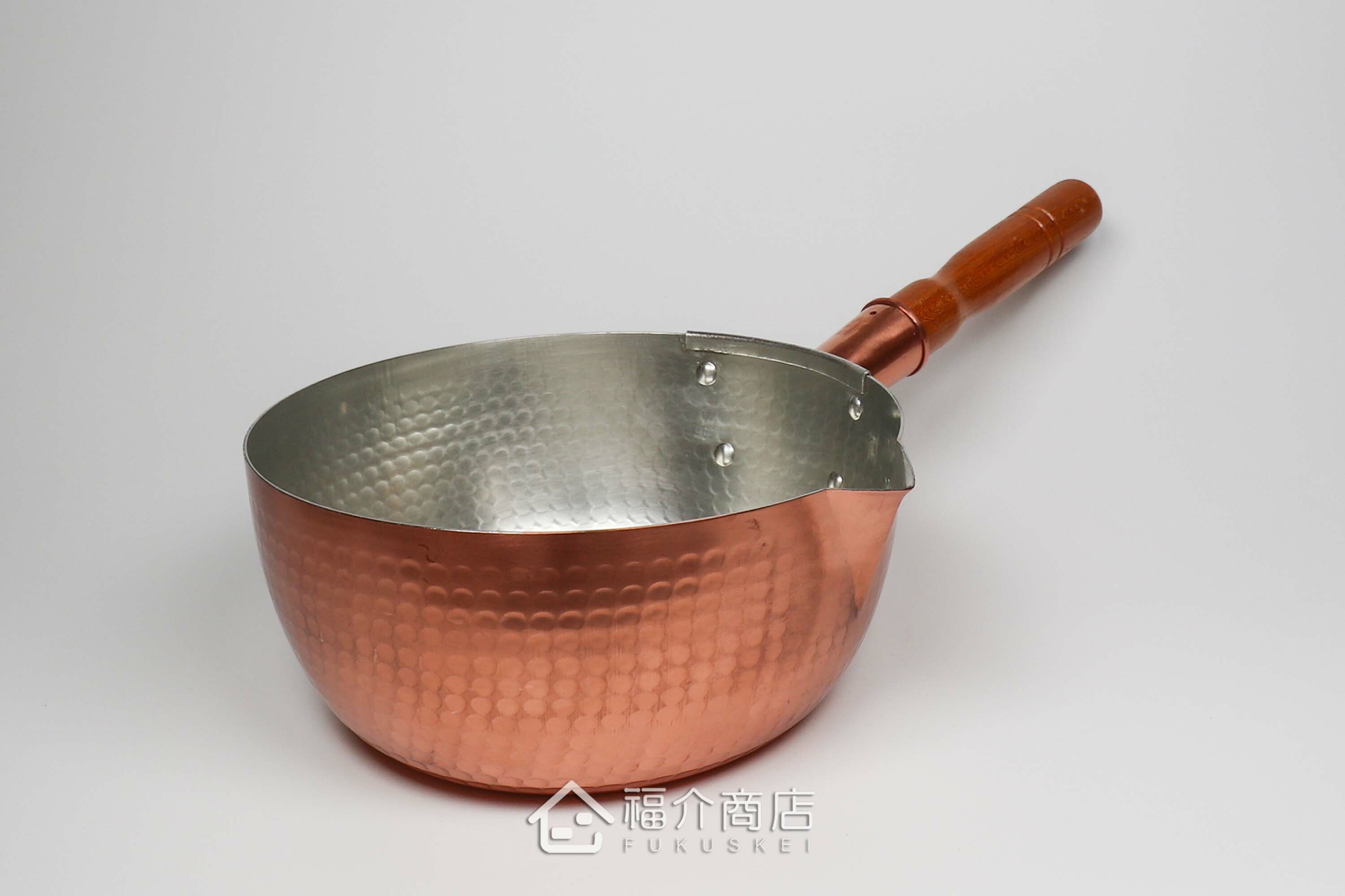 煮菜用的有鍋嘴設計銅製雪平鍋內層上錫