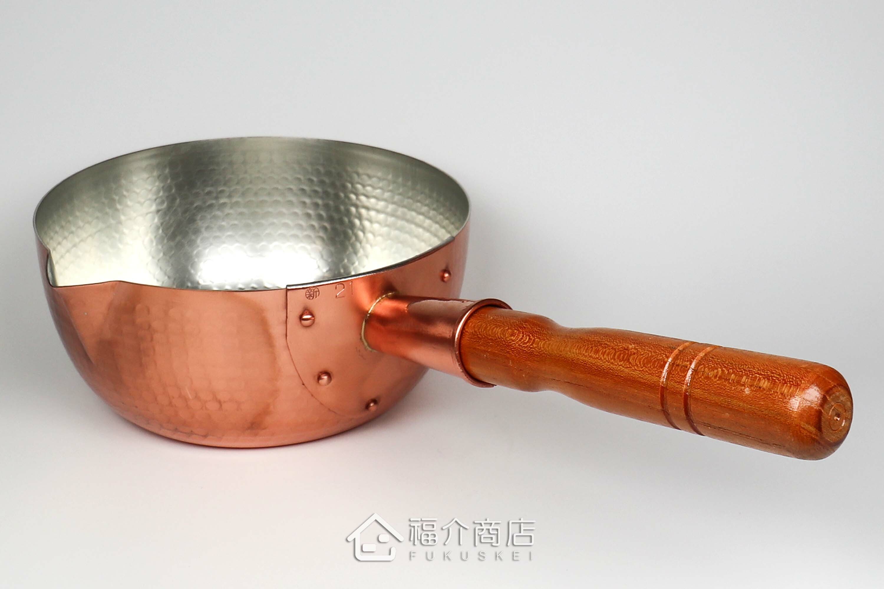 煮菜用的有鍋嘴設計銅製雪平鍋內層上錫