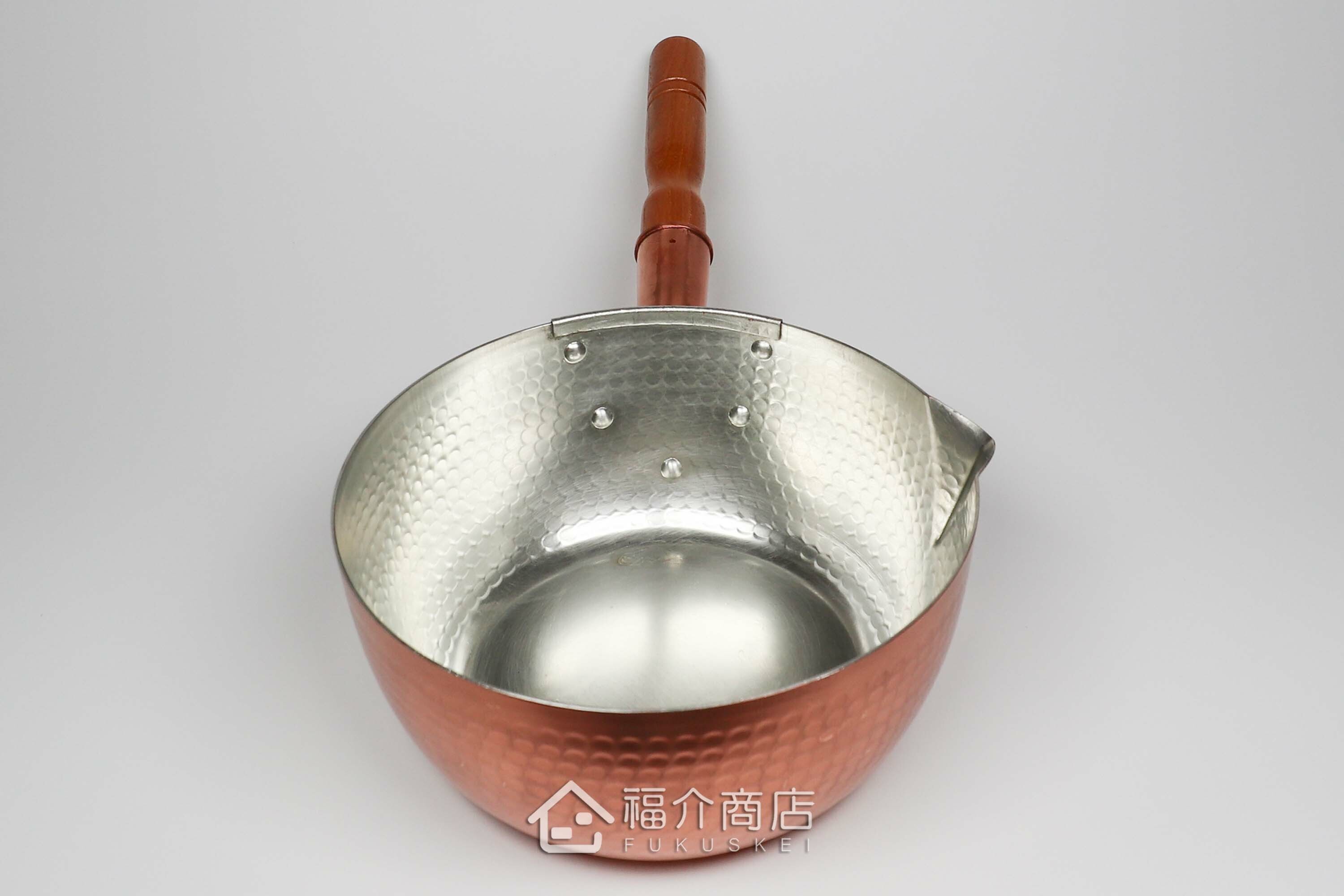 煮菜用的有鍋嘴設計銅製雪平鍋內層上錫
