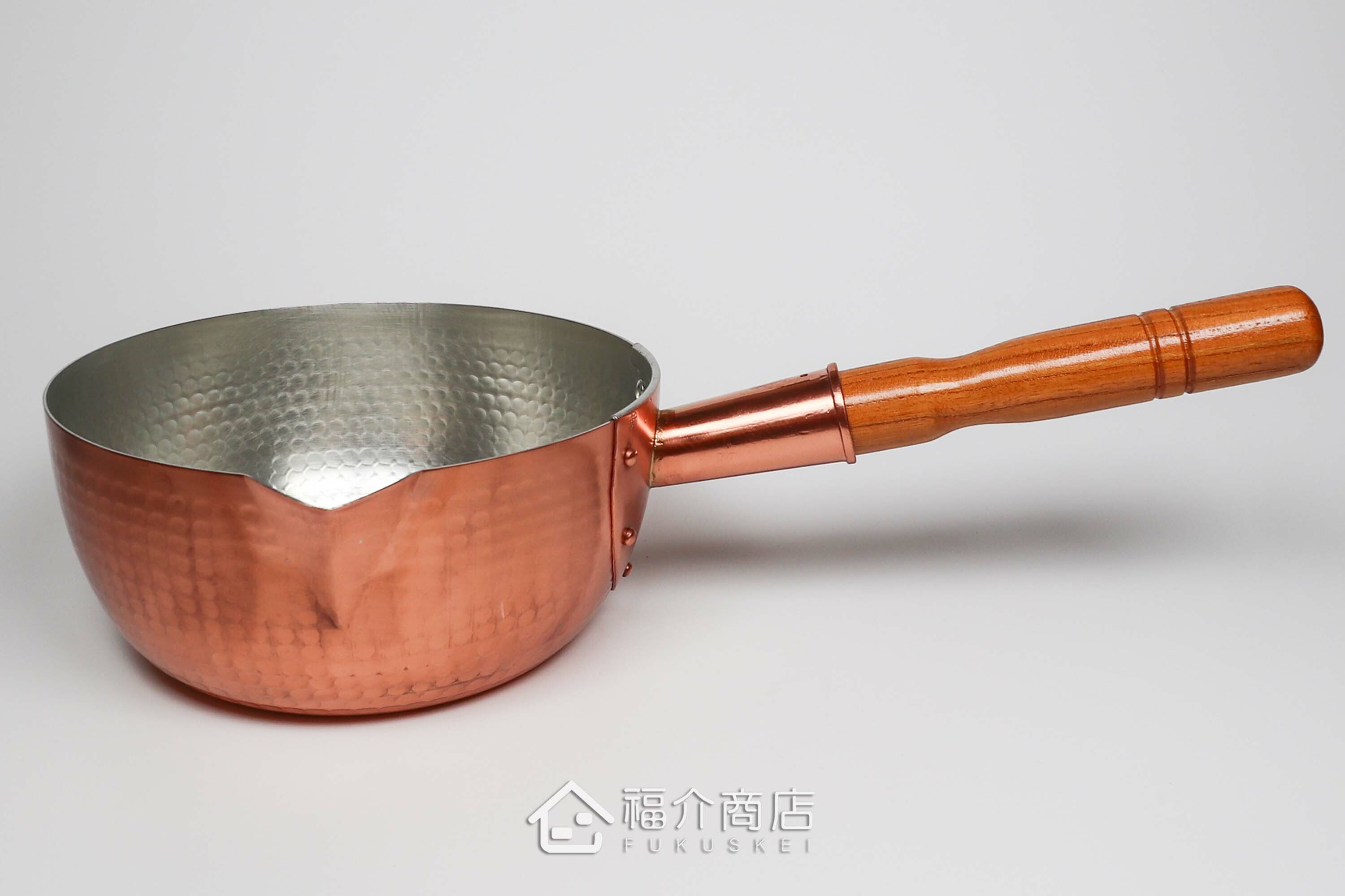 煮菜用的有鍋嘴設計銅製雪平鍋內層上錫