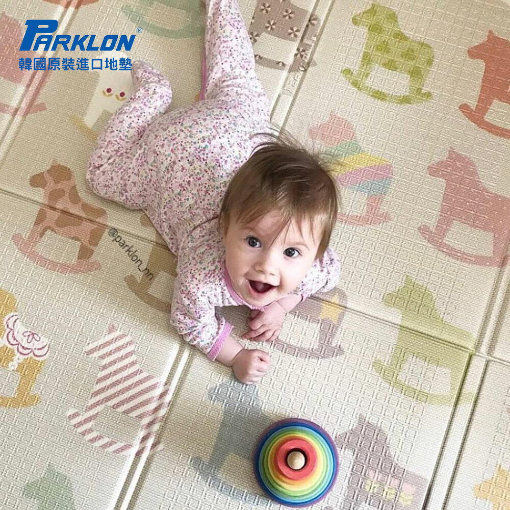 【PARKLON】韓國帕龍攜帶型摺疊地墊 / 野餐墊 - 彩色木馬 (附提袋)