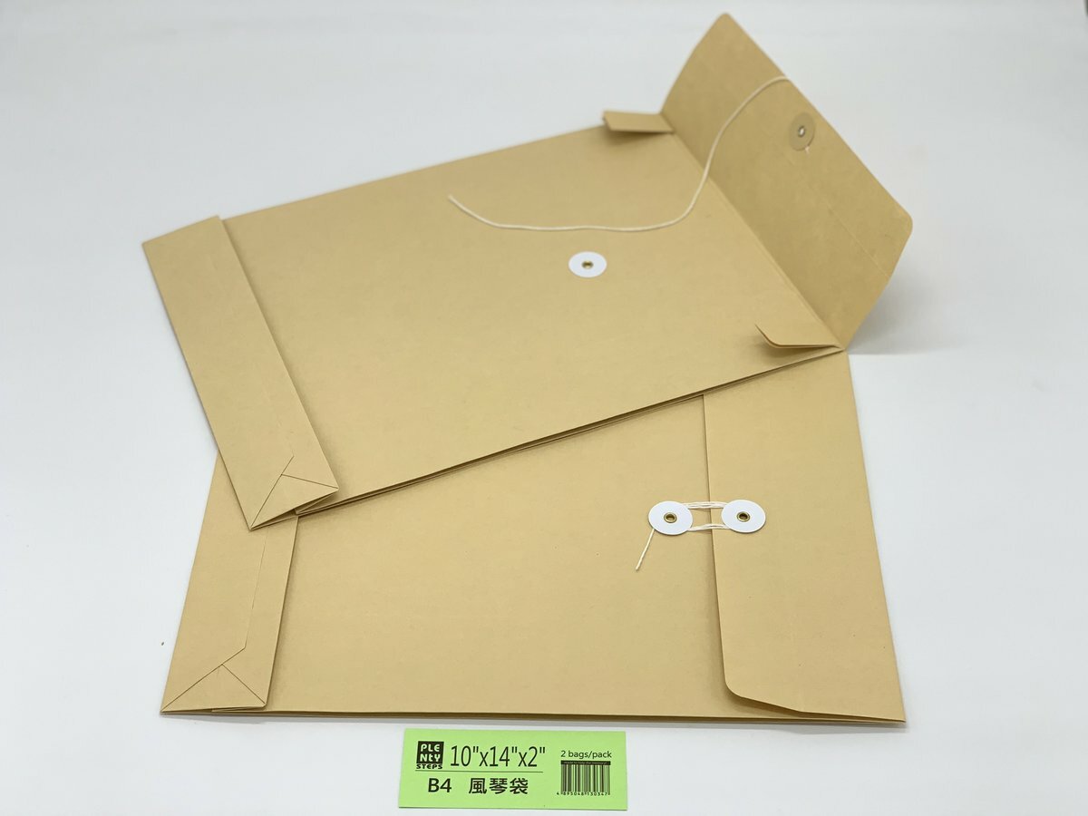 10"X 14"+2" 風琴式 牛皮公文袋 （2個）, 繞繩雞眼封口