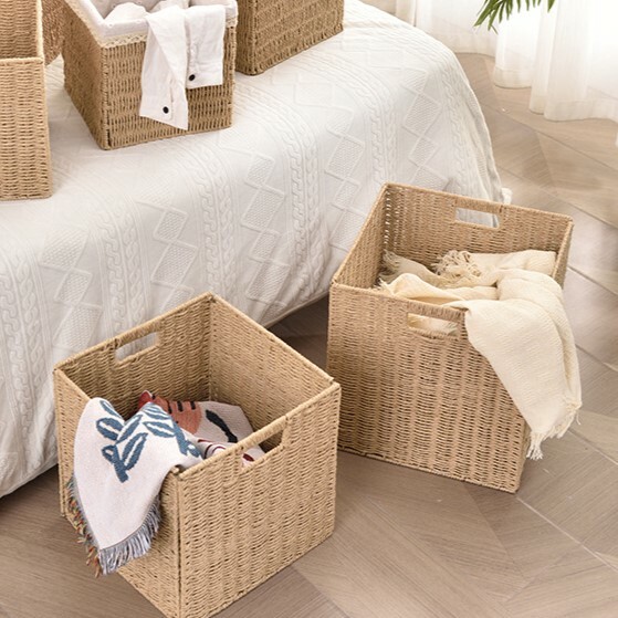 《4412》可折疊藤編格子櫃收納籃