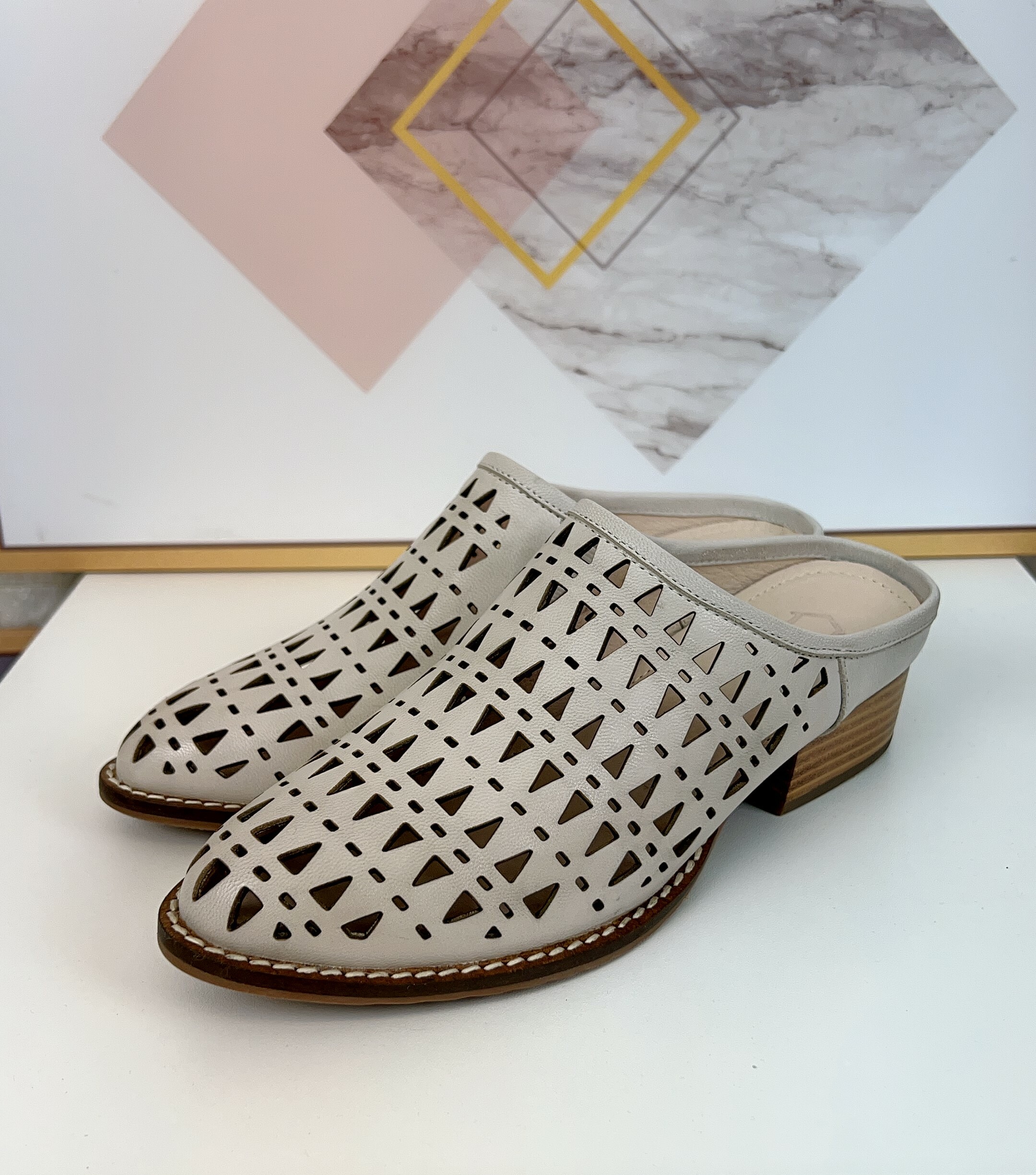 (Q) 意大利羊皮高跟拖鞋 (後高約1吋)(正常碼) 638-13 #2803