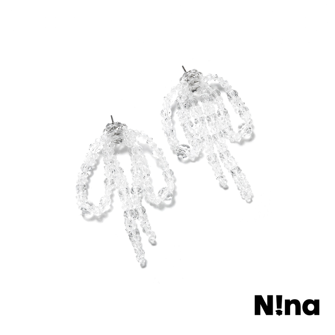 平價飾品,Nina聯名款,蝴蝶結,串珠垂墜耳環