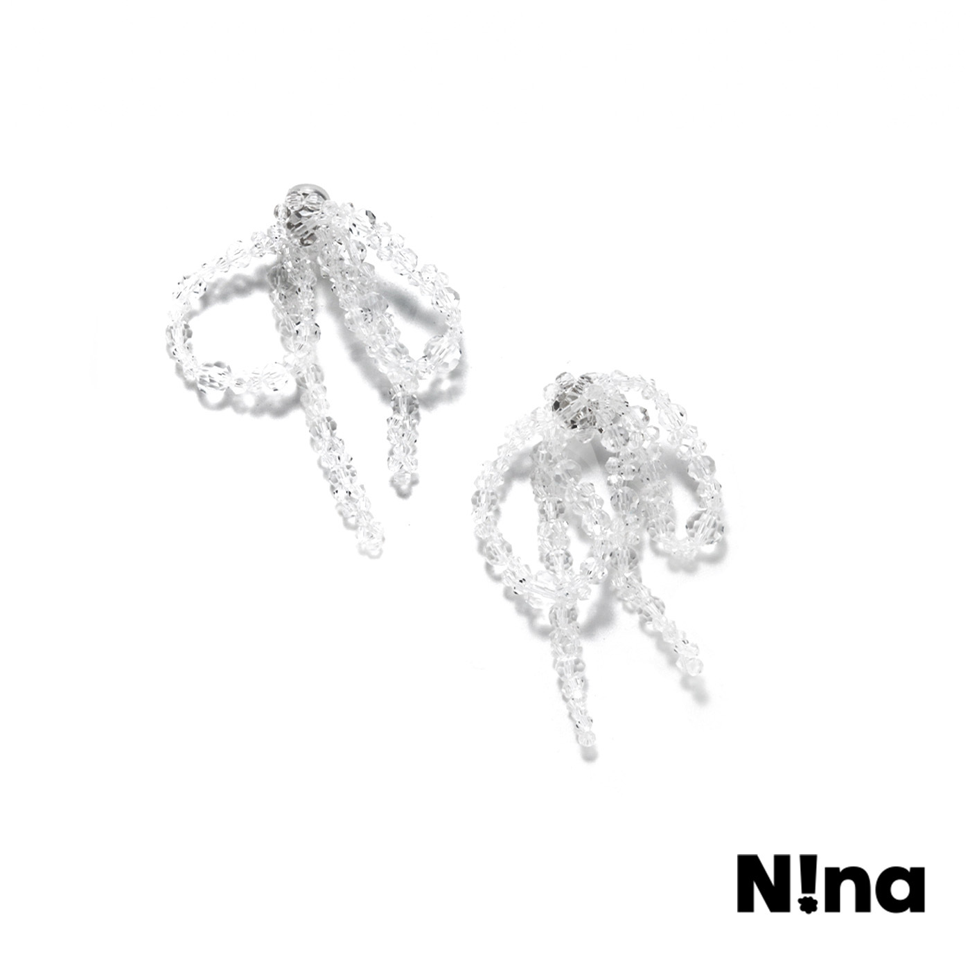 平價飾品,Nina聯名款,蝴蝶結,垂墜夾式耳環