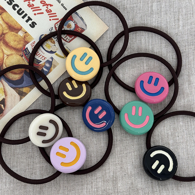 《4415》多巴胺可愛笑臉少女髮圈(兩入一組)