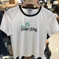 [S] MARITHE HANDWRITTEN FLOWER LOGO RINGER TEE,WHITE, 1MG24STS102-WHT (SMR83)