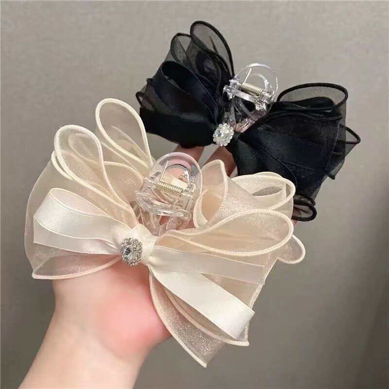 水鑽網紗蝴蝶結鯊魚夾