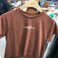 [S] MARITHE W LETTERING LOGO CROP TEE,BROWN, 1MG24STS110-BRW (SMR87)