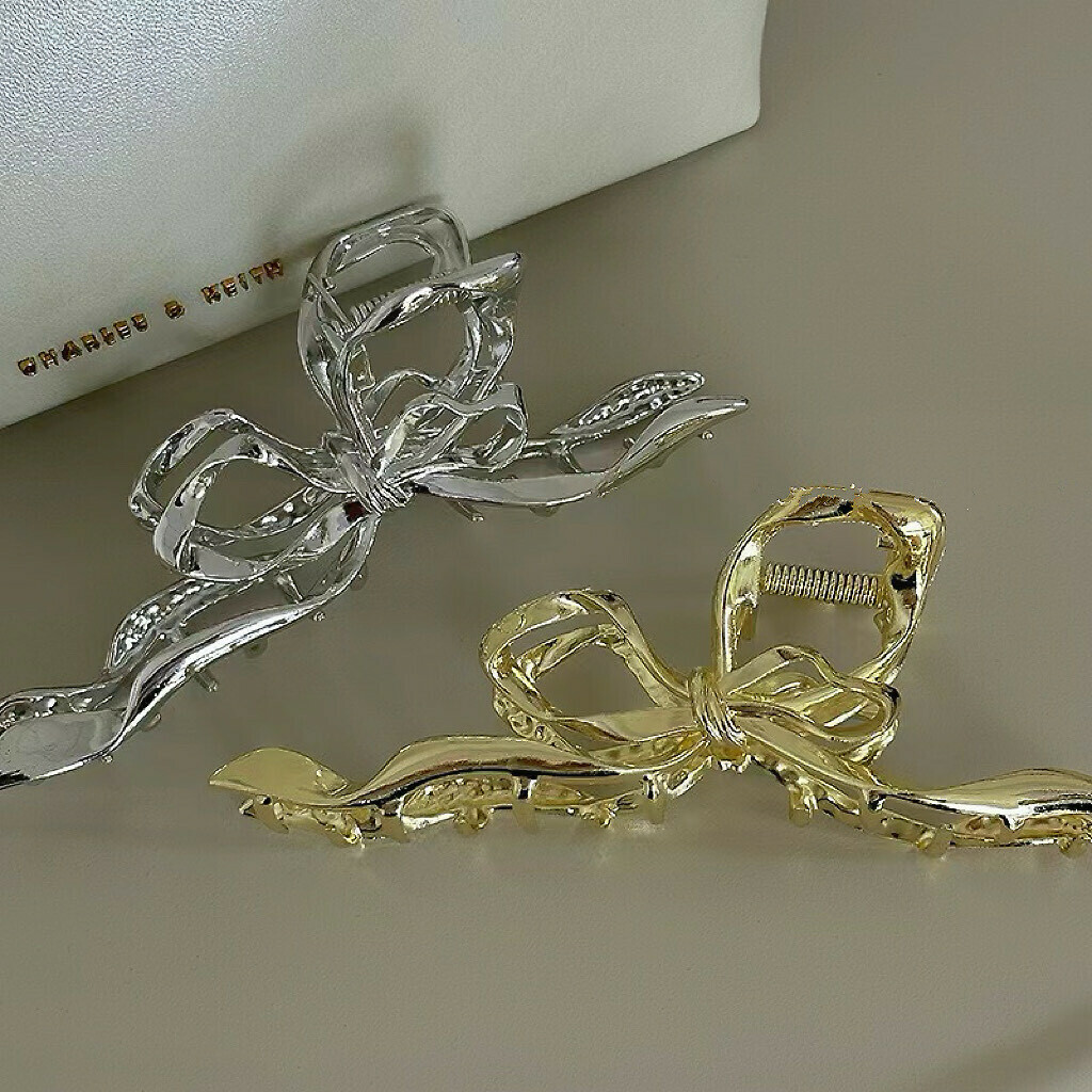 V60波浪不規則蝴蝶結金屬鯊魚夾