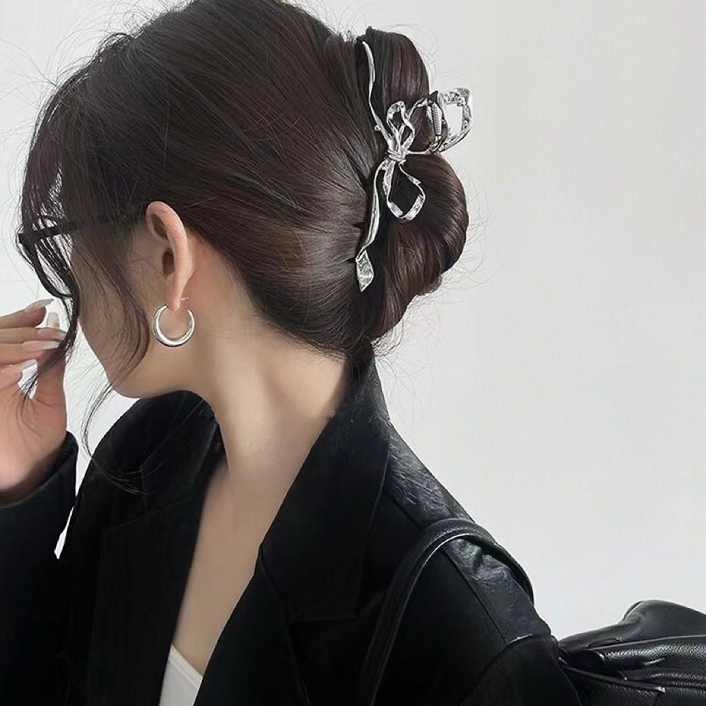 V60波浪不規則蝴蝶結金屬鯊魚夾