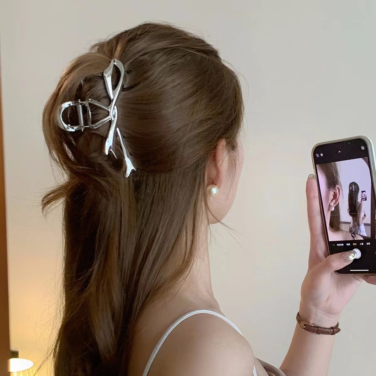 素面緞帶金屬鯊魚夾