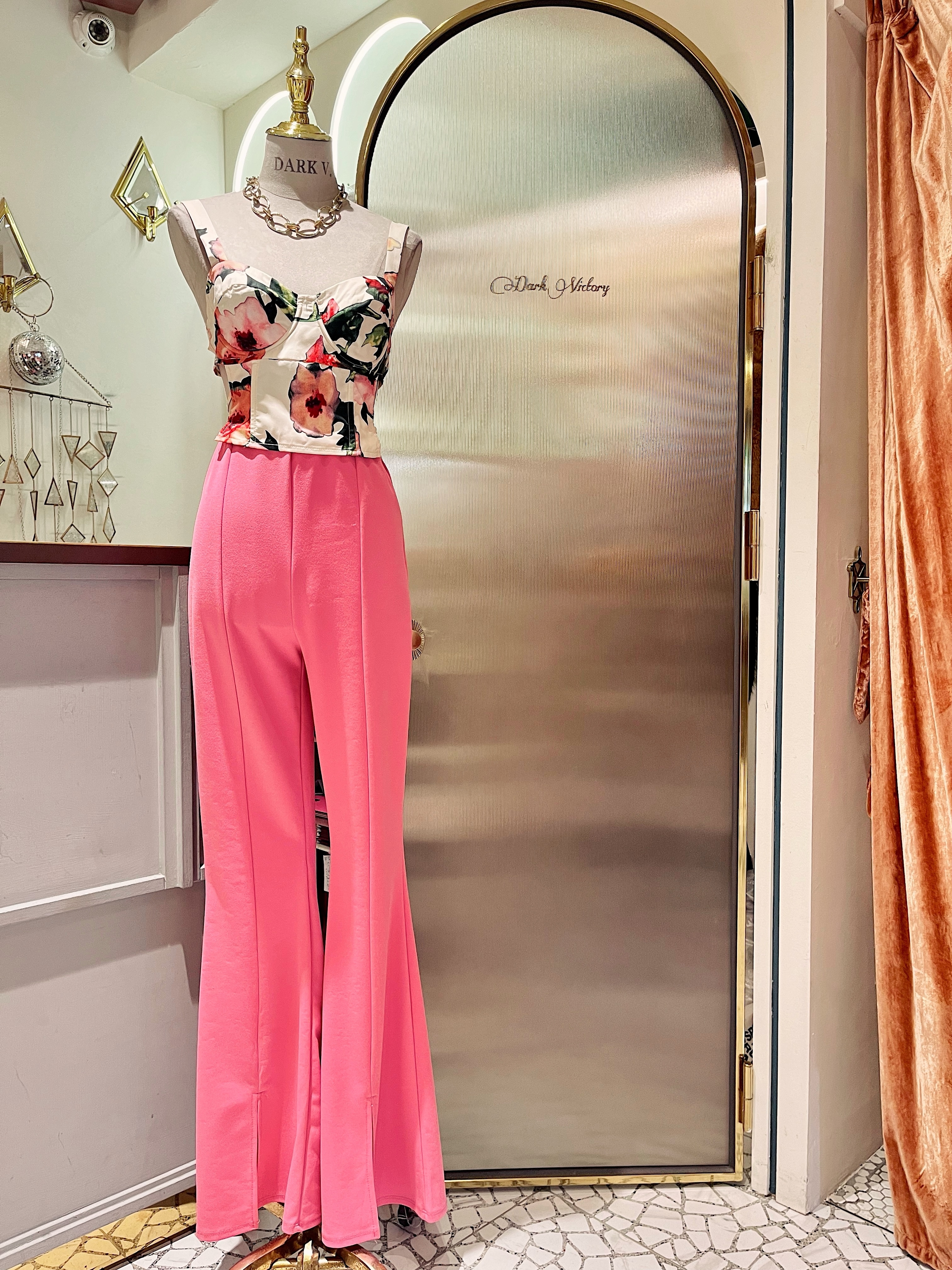 Baby pink 開叉喇叭長褲